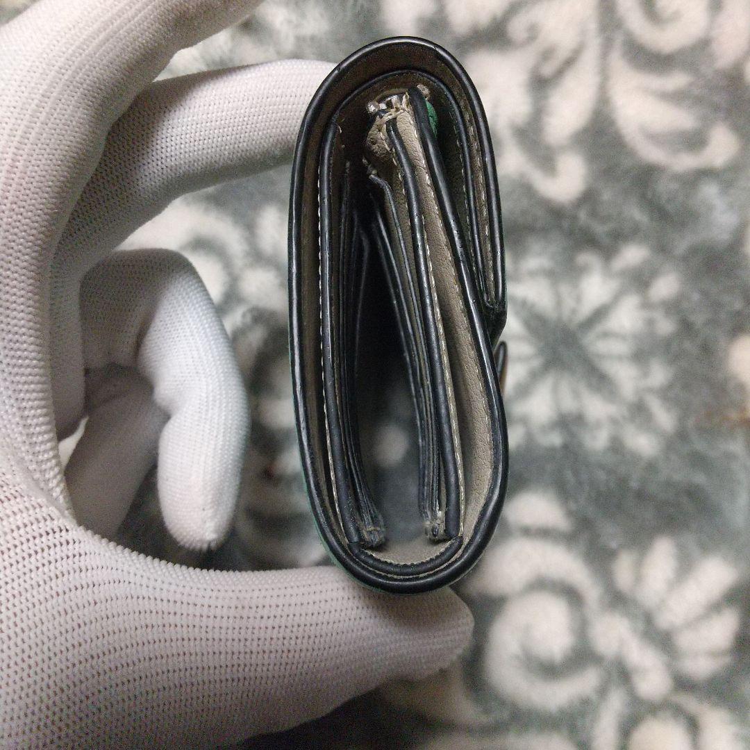 ロエベLOEWEバーティカルウォレットグリーン系 三つ折り財布 レザー