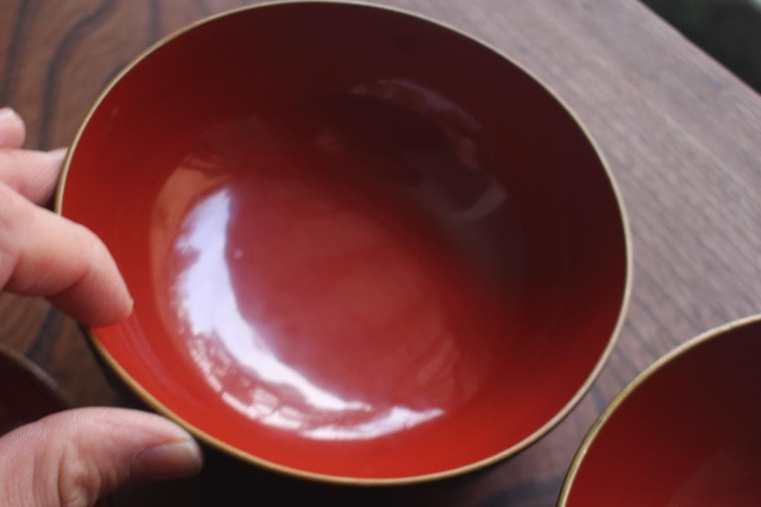 デッドストック！風情ある鉄錆塗に見返し富士蒔絵の映える煮物椀2点（検会津塗蒔絵椀