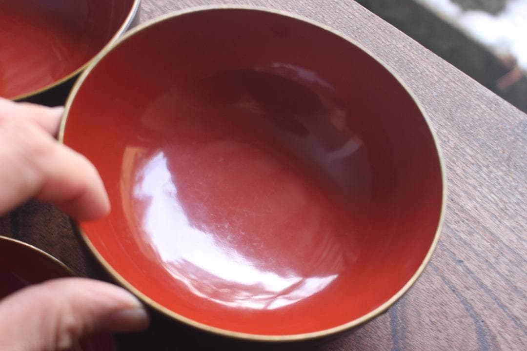 デッドストック！風情ある鉄錆塗に見返し富士蒔絵の映える煮物椀2点（検会津塗蒔絵椀