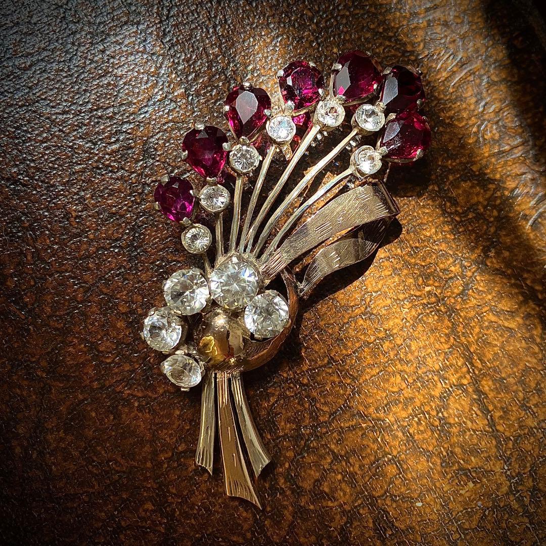 ビンテージ　天然ロードライトガーネット　　 ブローチ