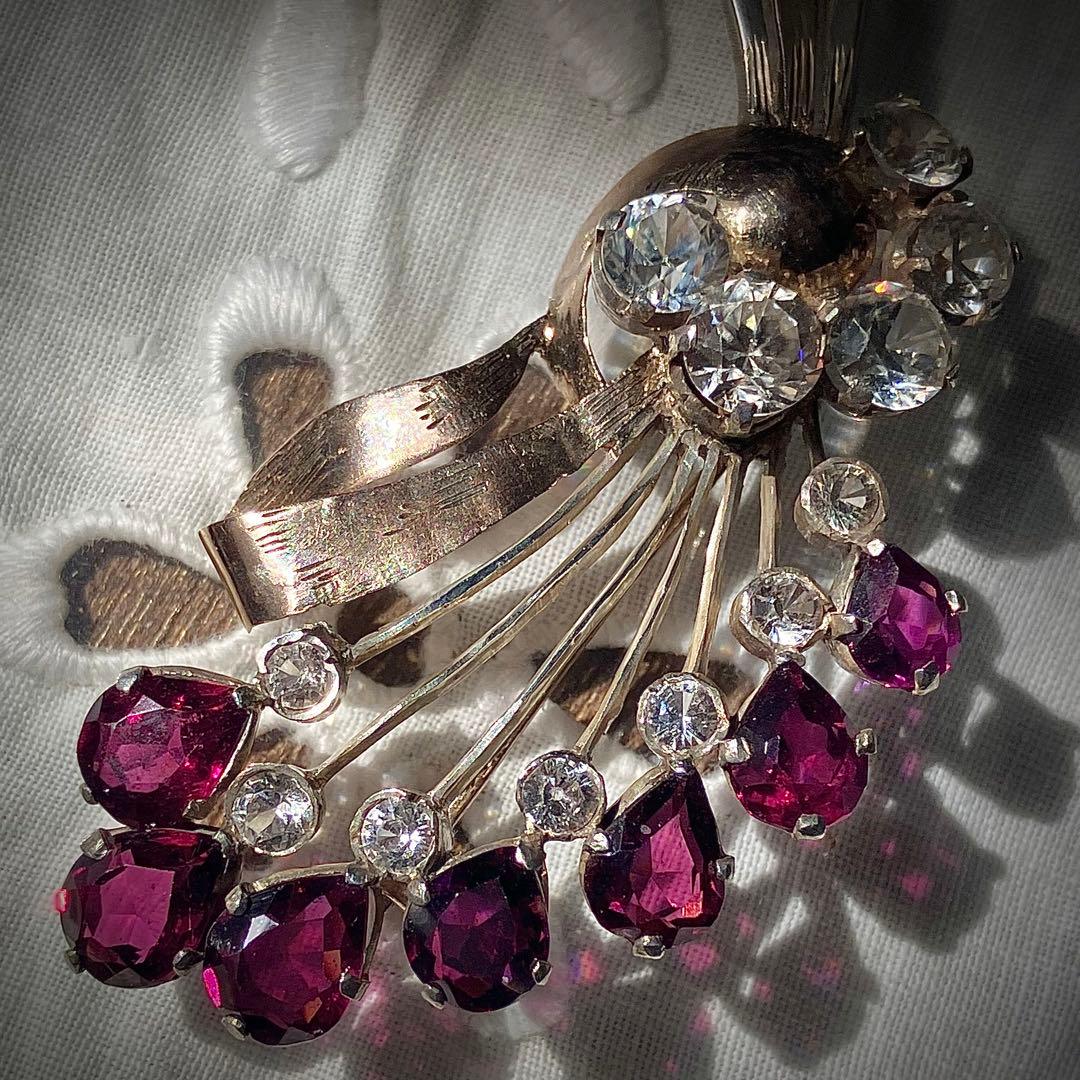 ビンテージ　天然ロードライトガーネット　　 ブローチ