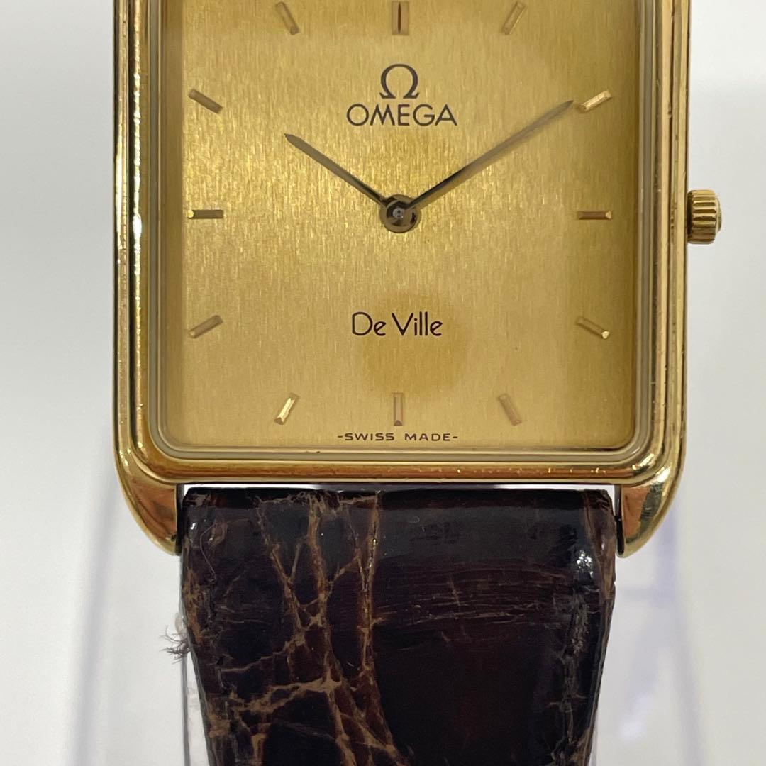 【TK】OMEGA オメガ　DeVile スクエア　クォーツ腕時計　不動