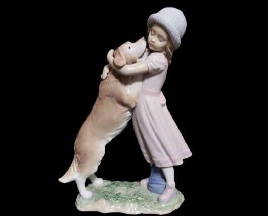 極美 LLADRO リヤドロ 待ってたよ！ 犬と少女 西洋陶磁 陶芸 2002年