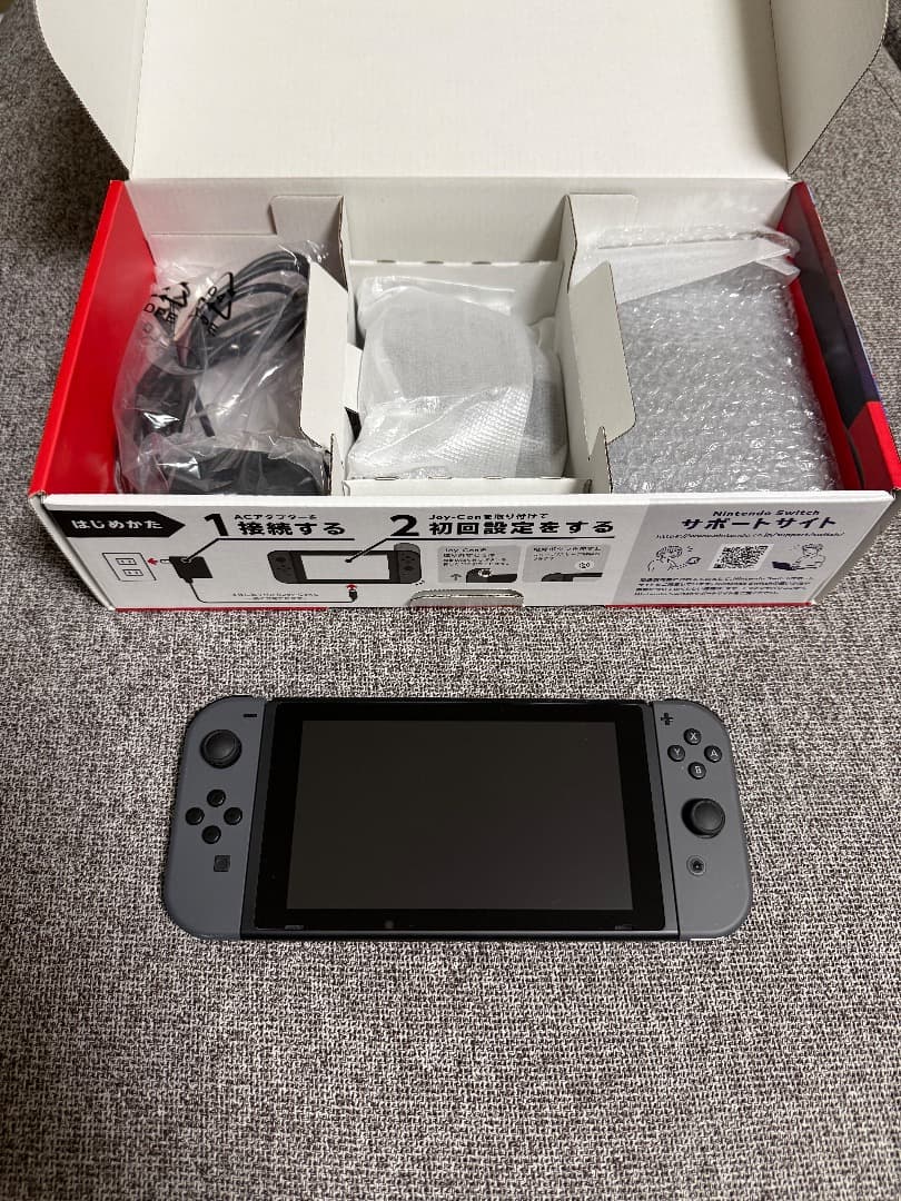 画面傷なしNintendo Switch 本体 グレー バッテリー強化版 完備品