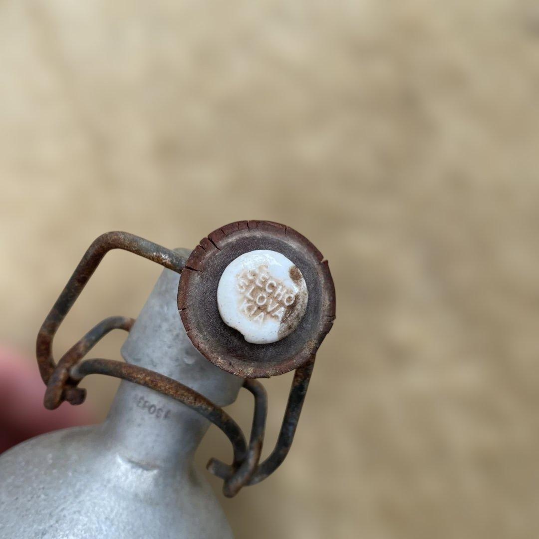 フランス　アンティーク　水筒　ヴィンテージ金属ボトル