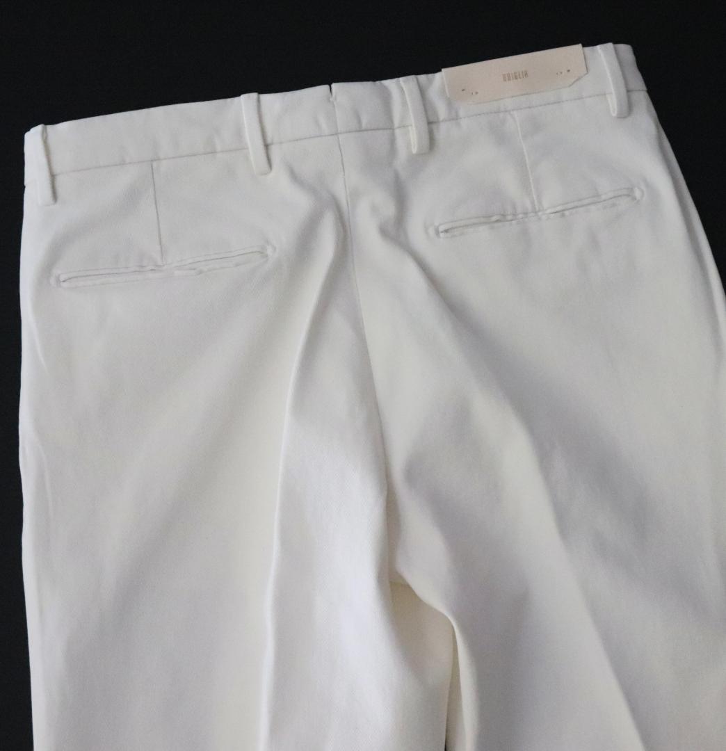 新品【ブリリア 1949】 秋冬コットンツイル ノープリーツパンツ 白 44