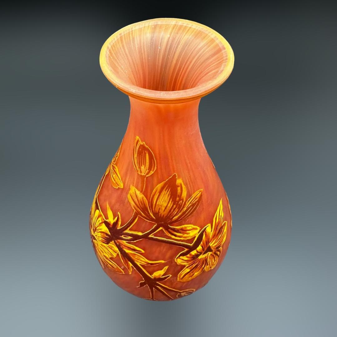 【証明書】　エミールガレ 　　花瓶　カメオ彫り　被せガラス　高さ26ｃｍ