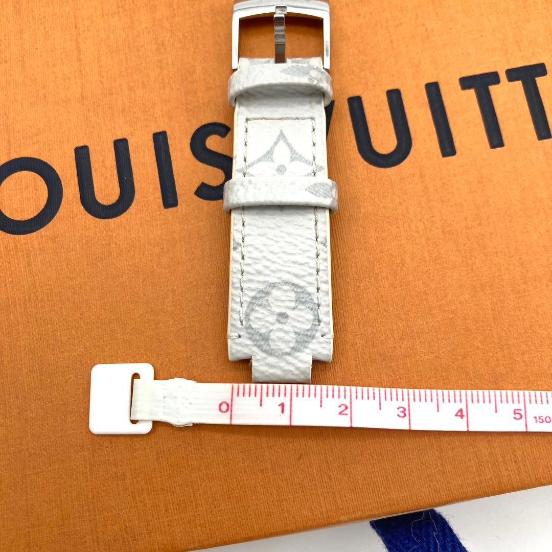 美品 ルイヴィトン タンブール ベルト モノグラム ワンタッチ ホワイト グレー