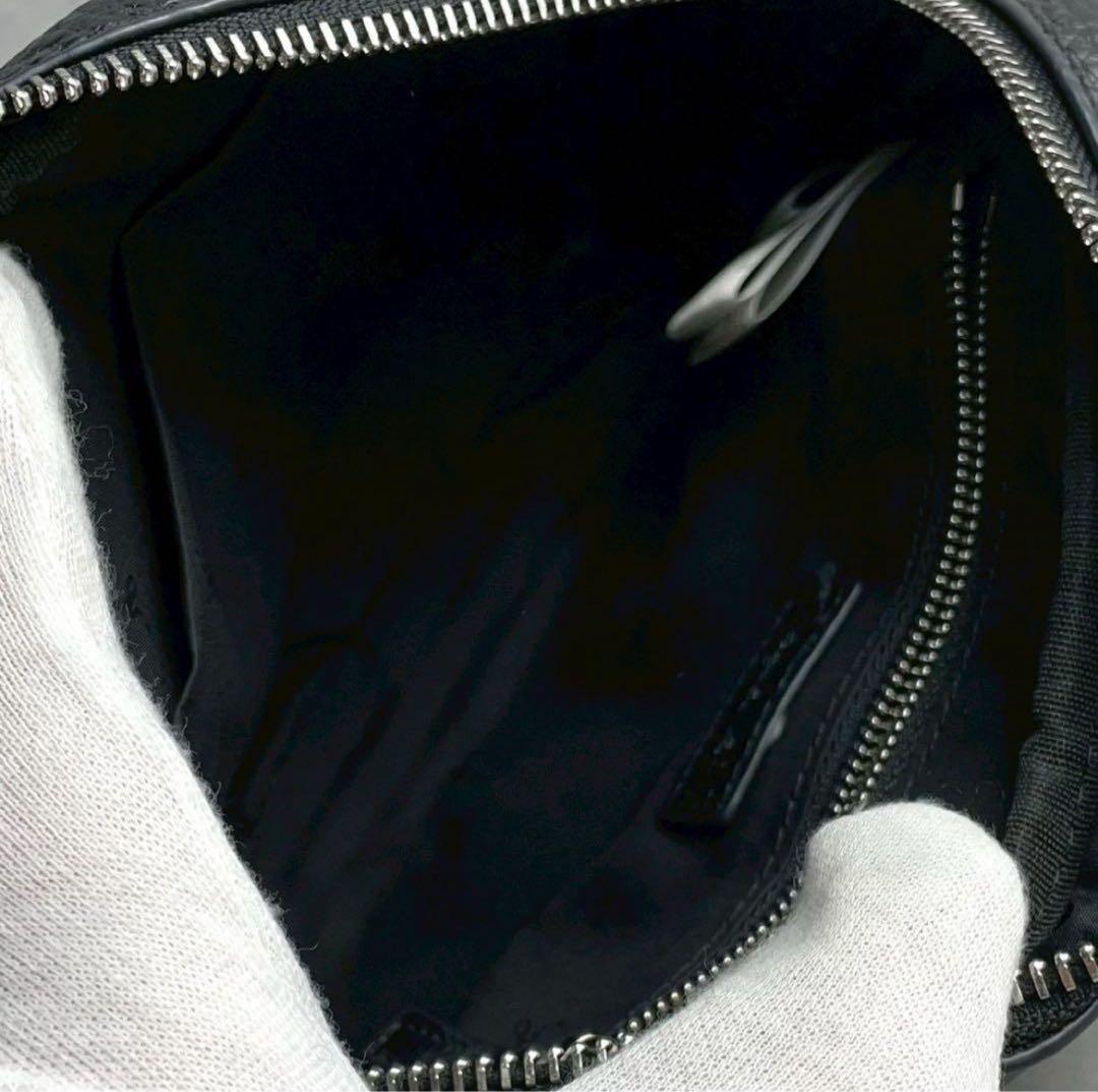 未使用級 アニエスベー クロスボディ ショルダーバッグ カメラバッグ ロゴ 牛革