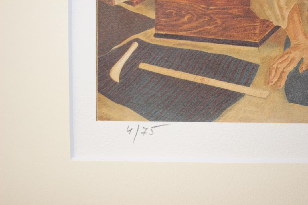 藤田嗣治 エスタンプリトグラフ「自画像」 75部限定 4/75