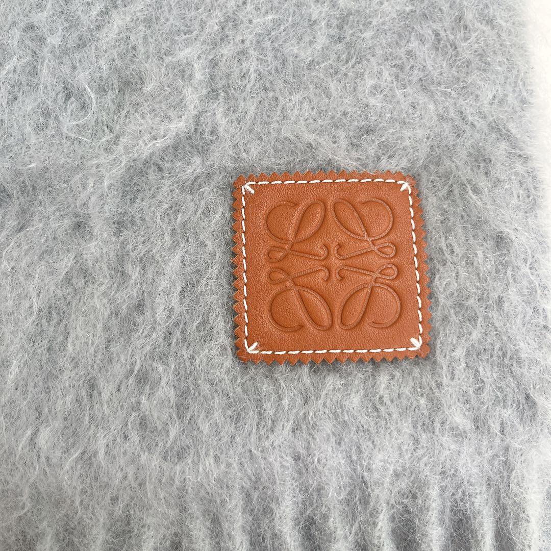 LOEWE ロエベ モヘヤ ウール マフラー アナグラム レザー ロゴ
