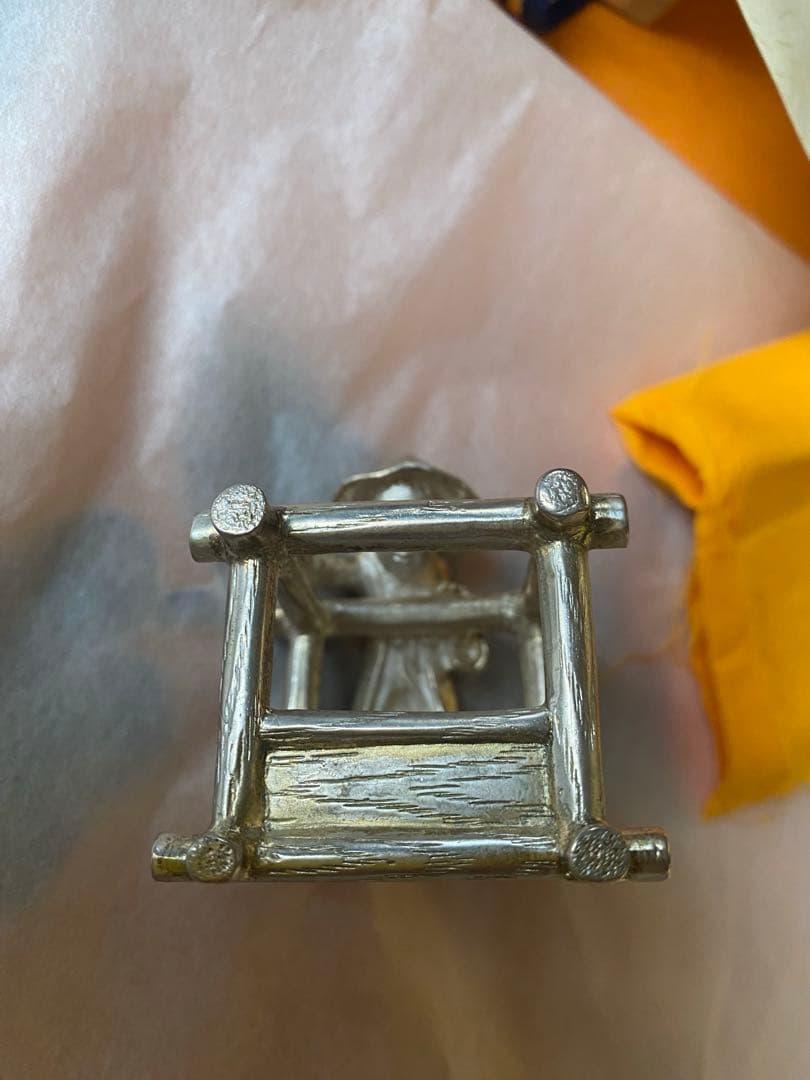 南鐐　一閑人　蓋置　鋳師　金森紹栄氏作　共箱入