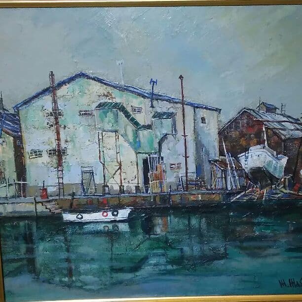 釧路港を描いた油絵です。