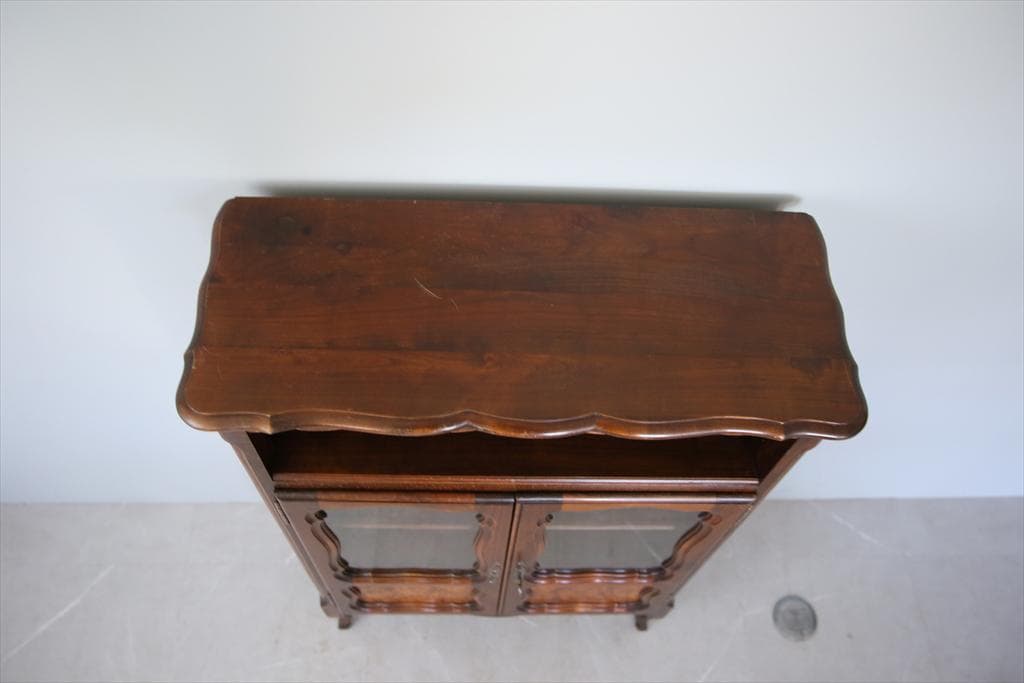 フランスアンティーク木製ブックケースキャビネット/本棚/食器棚/飾棚90-247