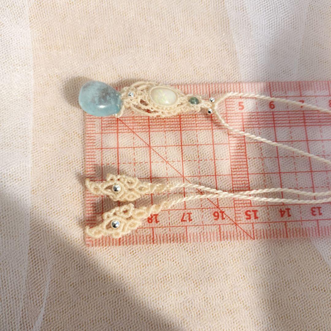 オパール　アクアマリン　マクラメ編みネックレス　他1点同梱