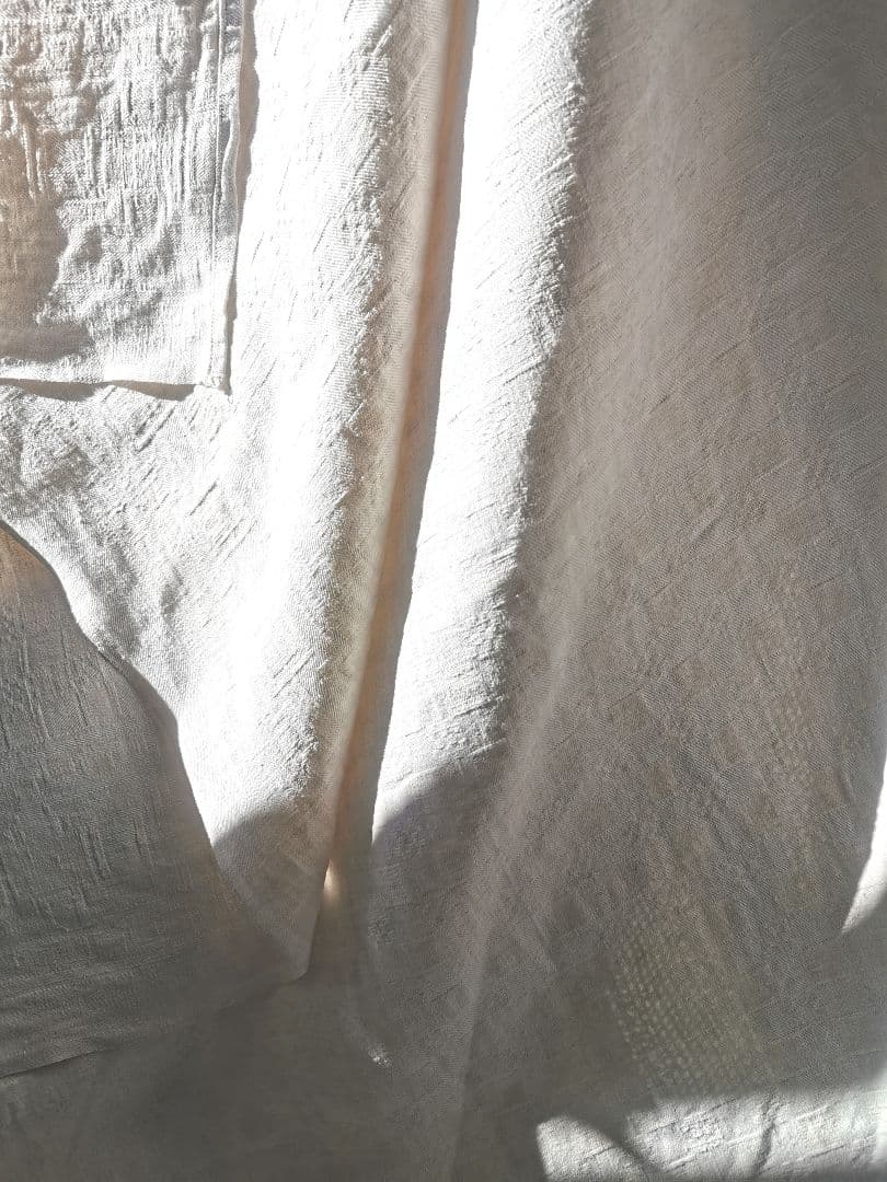 アンティーク フランス1880頃 幾何学模様ダマスク織り天然リネン ラージクロス