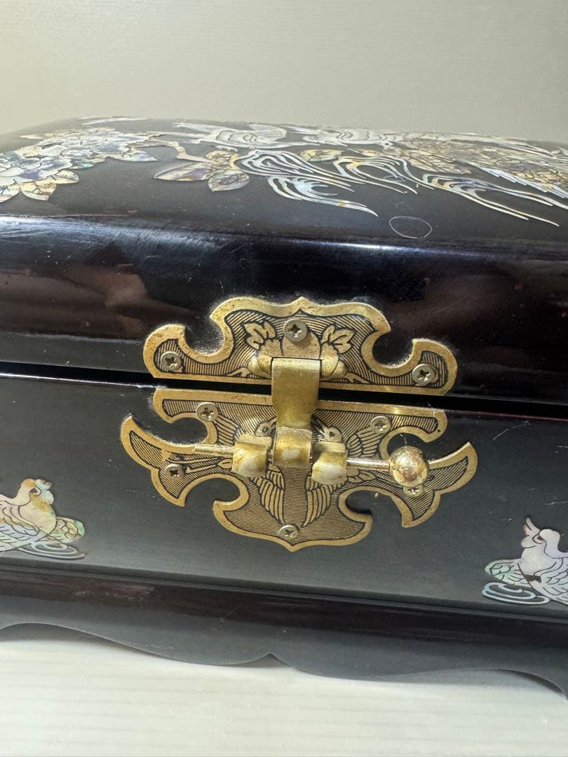 2565 螺鈿細工 花鳥　宝石箱 小物入れ 漆器 アクセサリーケース