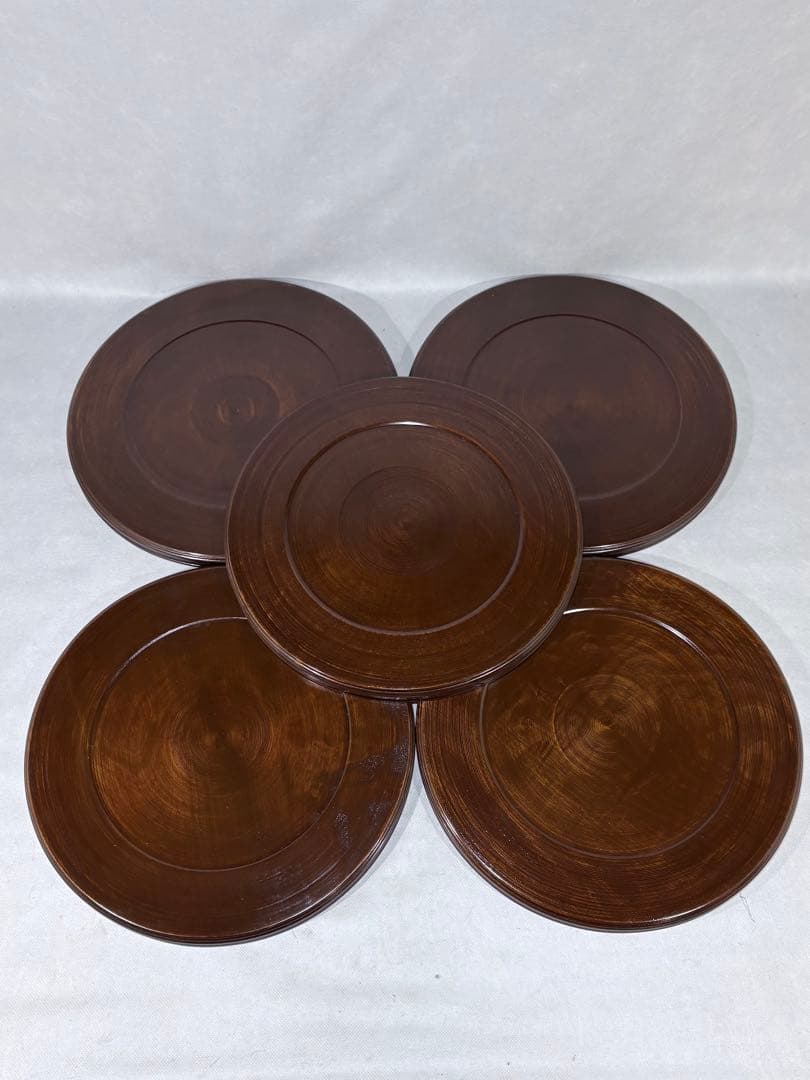天然木　大徳寺　丸盆五枚　茶道具　懐石道具　送料込