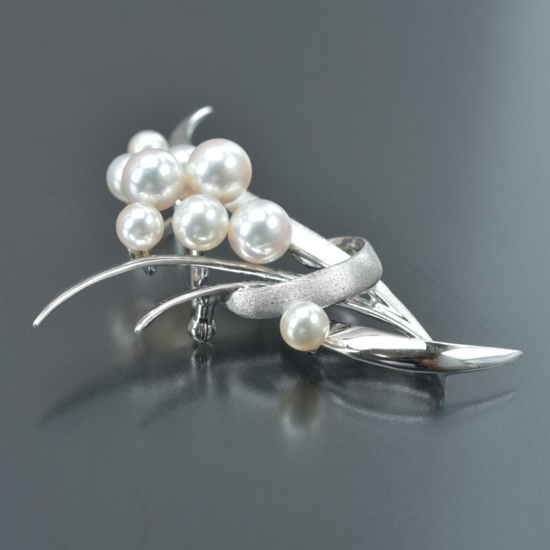 美品 TASAKI フラワー ブローチ パール幅6.9mm SV パール 本真珠