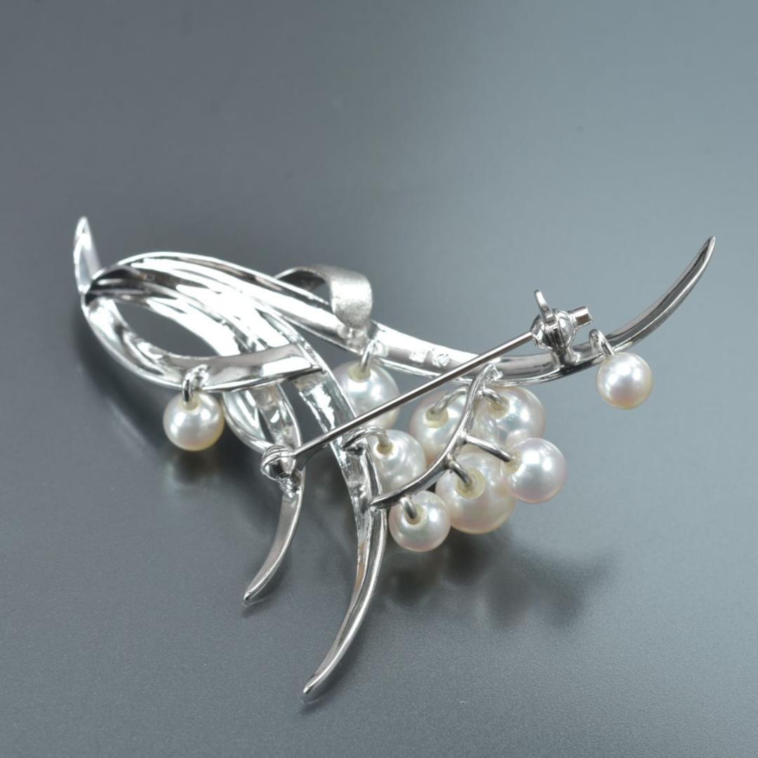 美品 TASAKI フラワー ブローチ パール幅6.9mm SV パール 本真珠