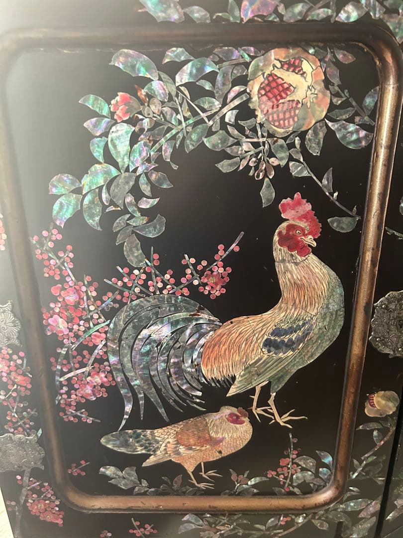 ①螺鈿細工　箪笥　アンティーク　難あり