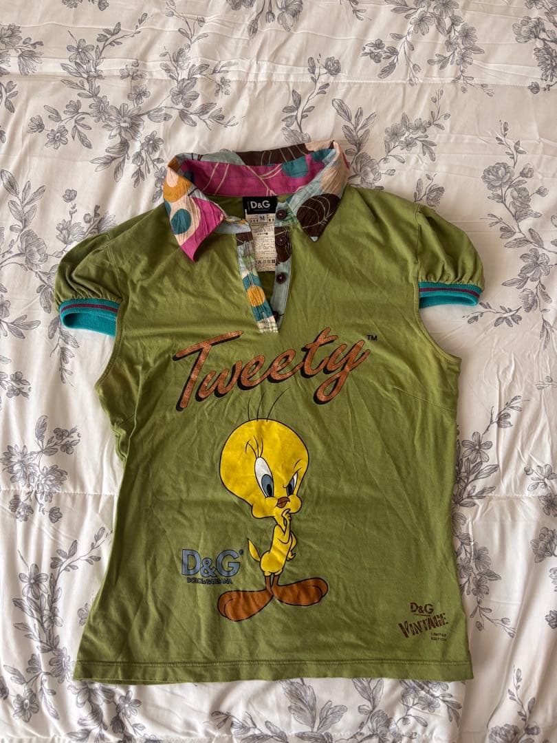 D&G Tweety Sylvester 半袖ポロシャツ