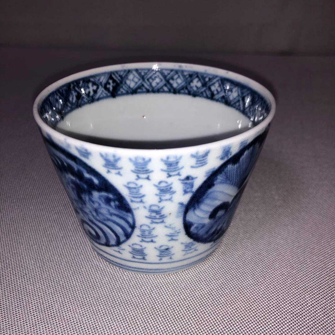 古伊万里　古印版コレクション　そば猪口　型紙擦り