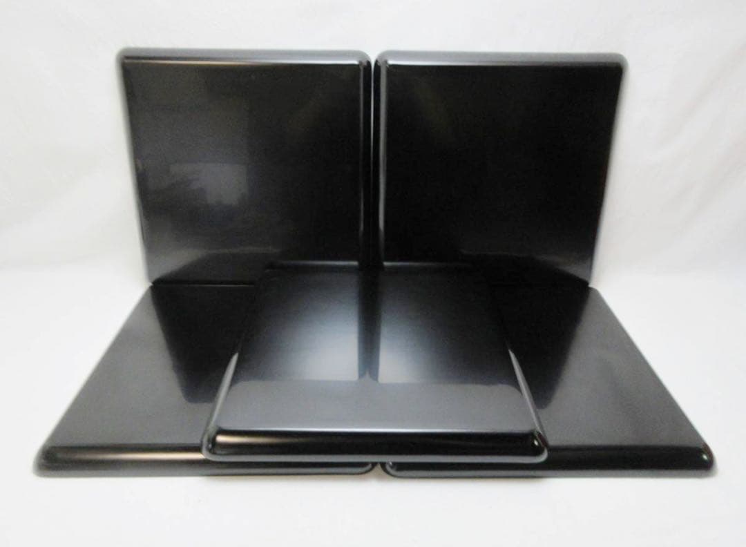 ほぼ未使用 懐石道具 若狭塗 木製 四方盆 5枚組 螺鈿模様 銘々盆 平膳 茶事