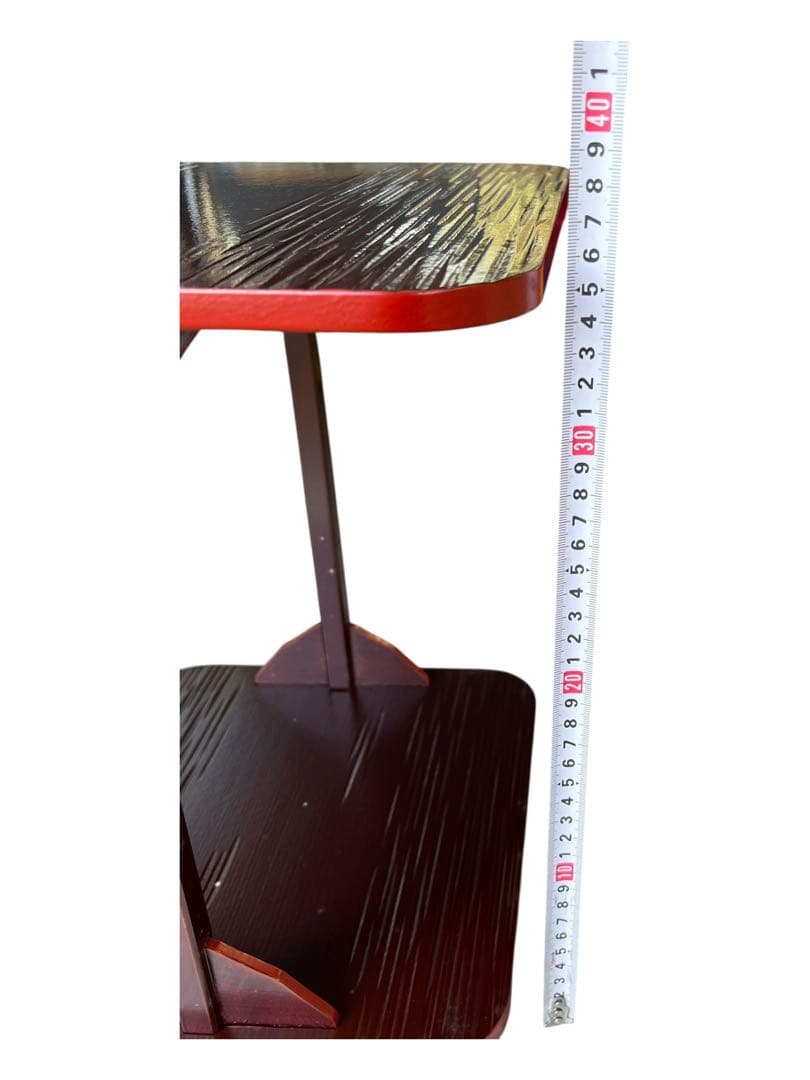 四方棚 茶道具 桐箱付 塗師作 蒔絵風 飾り棚 39cm