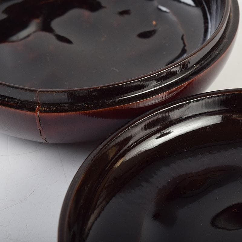 茶道具　塗師　近藤道恵作　織部好写　梅香合　花押有　共箱二重箱　V　R9513