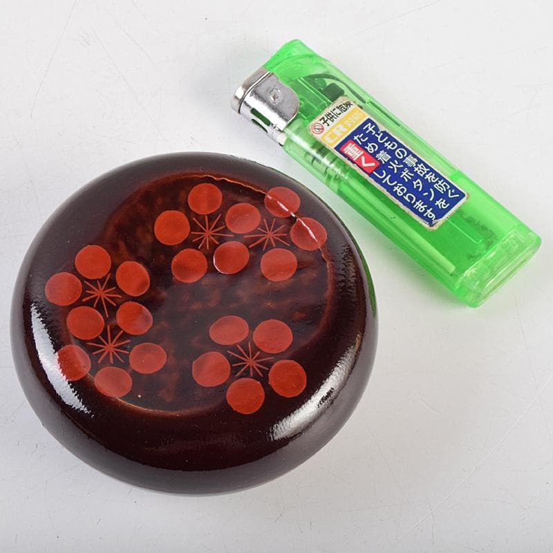 茶道具　塗師　近藤道恵作　織部好写　梅香合　花押有　共箱二重箱　V　R9513