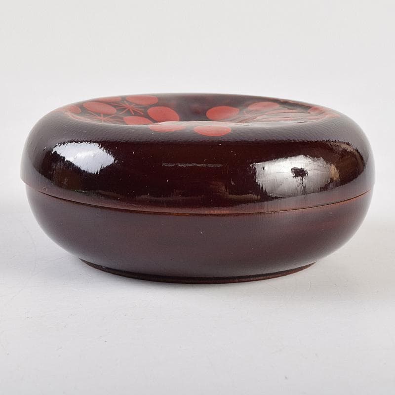 茶道具　塗師　近藤道恵作　織部好写　梅香合　花押有　共箱二重箱　V　R9513