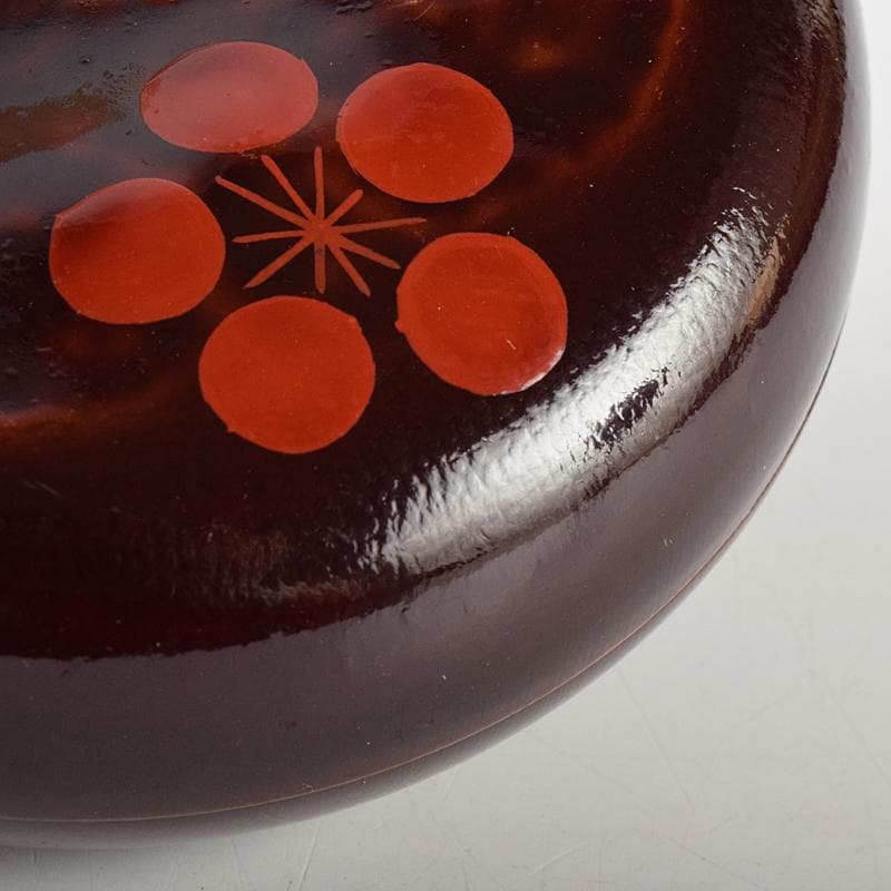 茶道具　塗師　近藤道恵作　織部好写　梅香合　花押有　共箱二重箱　V　R9513