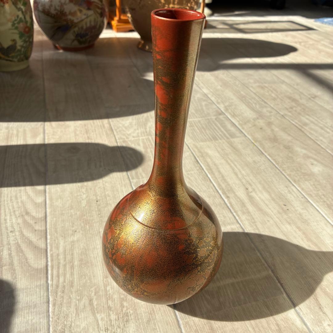 高岡銅器 花瓶 晴山作 赤系 花器 金属製 伝統工芸品 作家物
