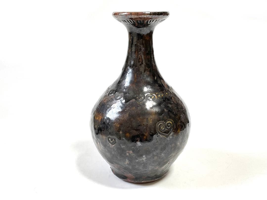 作家物　船木道忠　黒釉　徳利　民芸　民藝　布志名　舩木研児　バーナードリーチ