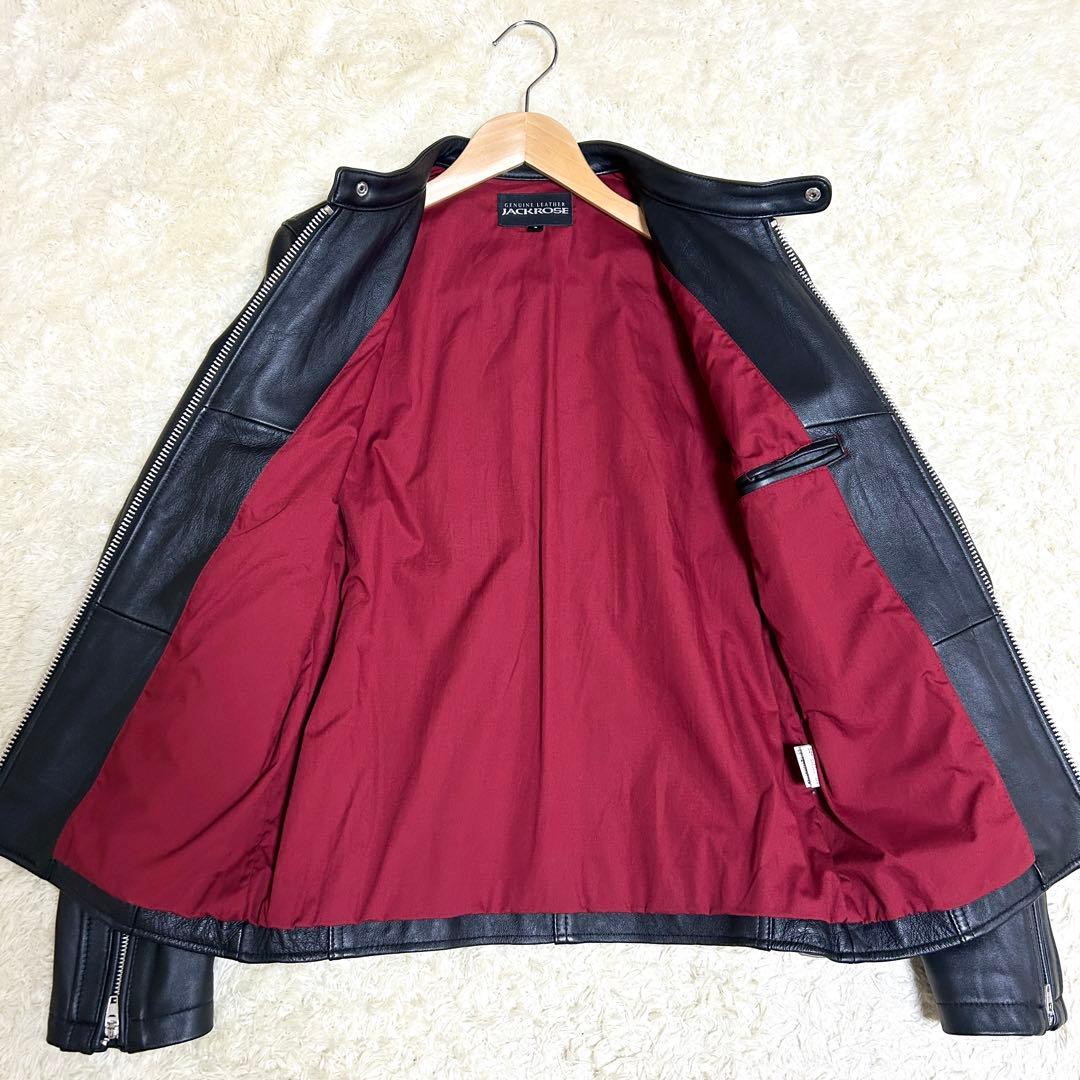 美品✨ JACKROSE シングルライダース ラムレザー ブラック 裏地赤