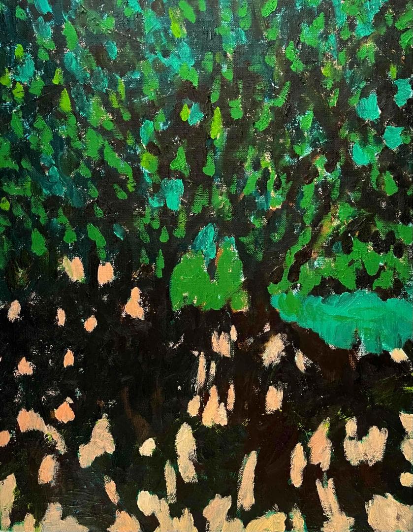 油彩画　原画「公園の木」アート　絵画 32×41㎝ F6　キャンバス