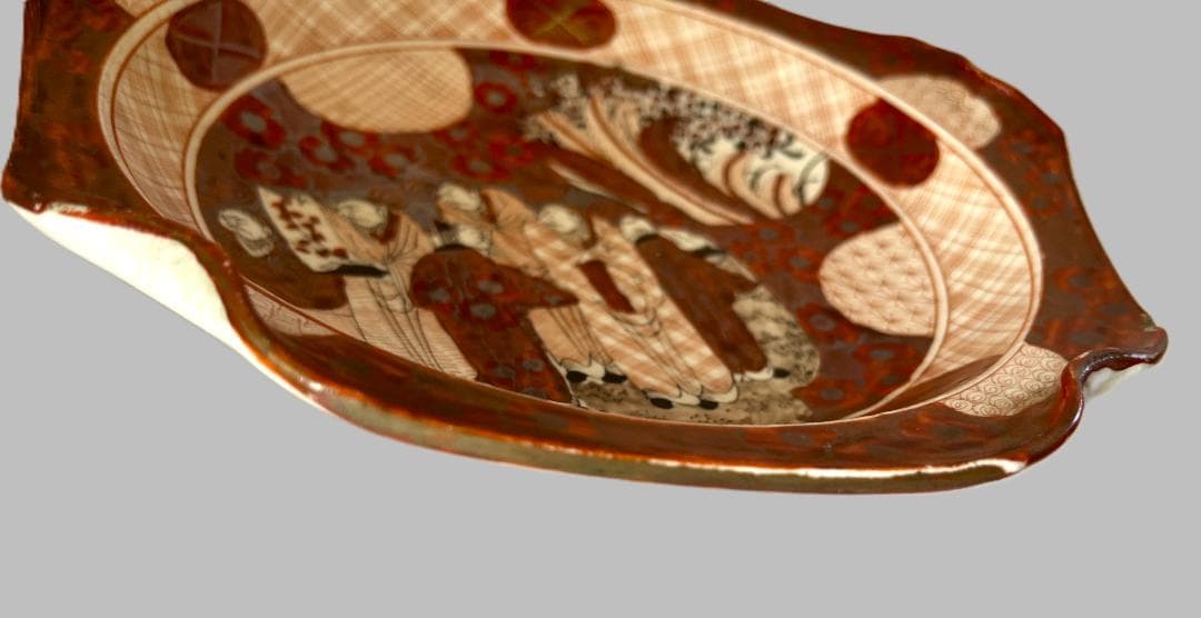 古九谷　九谷焼　赤絵　高台　鉢　飾皿　盛皿　皿　年代物