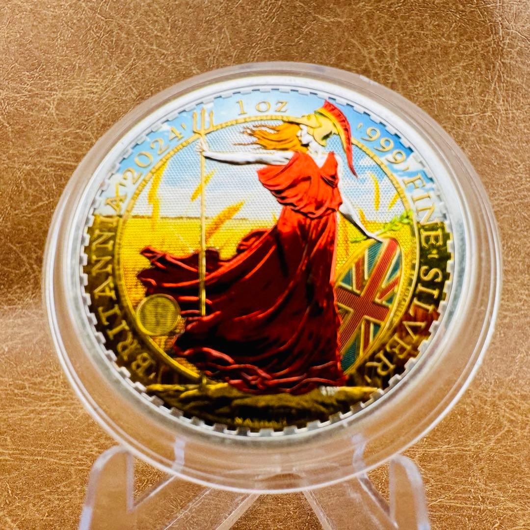 世界100枚限定 イギリス ブリタニア 銀貨 カラー 女神と自然の調和：実りの夏