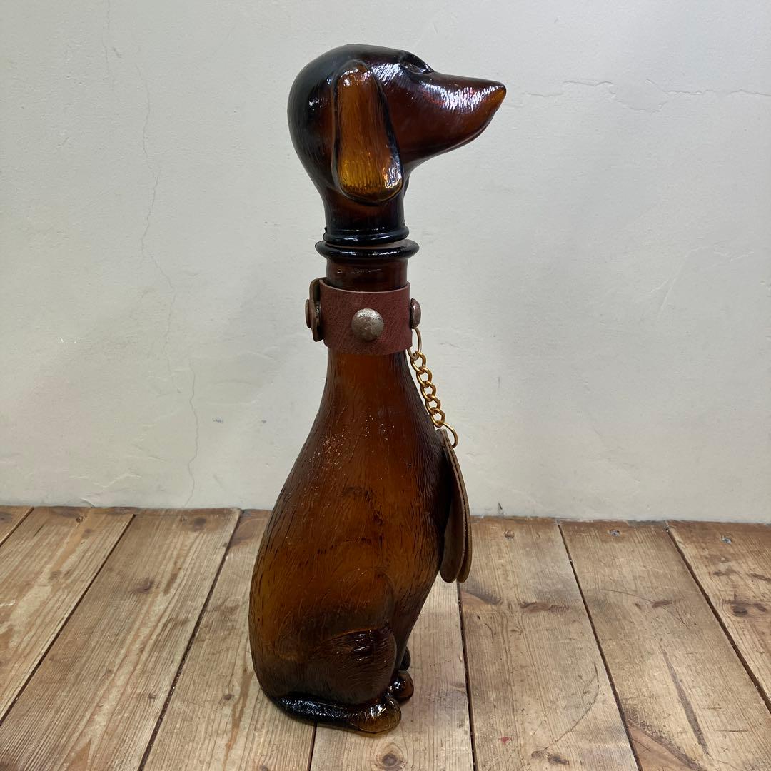 D-4 ヴィンテージ ダックスフント デキャンタ デカンタ アンバーガラス 犬型