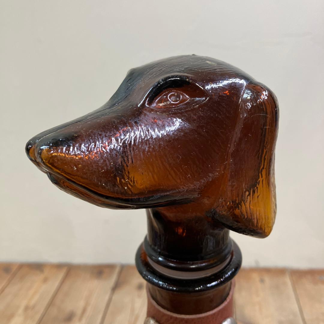 D-4 ヴィンテージ ダックスフント デキャンタ デカンタ アンバーガラス 犬型