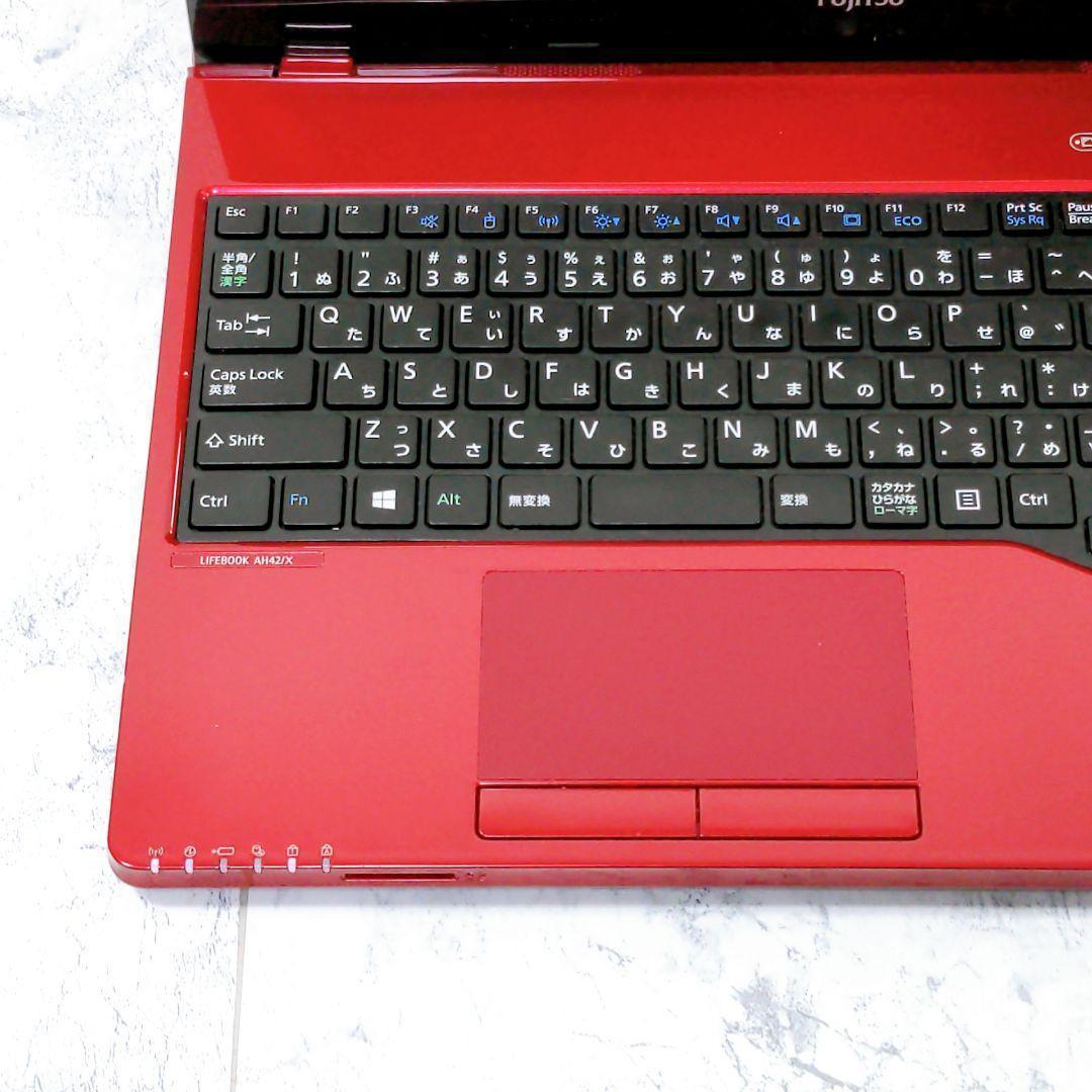 5F1 富士通 赤 レッド ノートパソコン 8GB 高速SSD カメラ付き