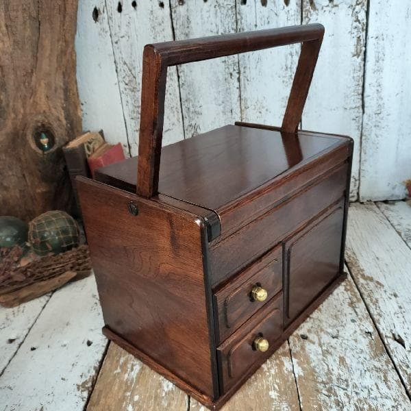 80-90s ヴィンテージ 無垢材 ミラー 付 メイク ボックス ドレッサー 鏡