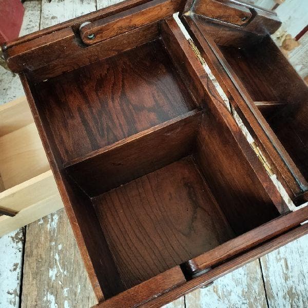 80-90s ヴィンテージ 無垢材 ミラー 付 メイク ボックス ドレッサー 鏡