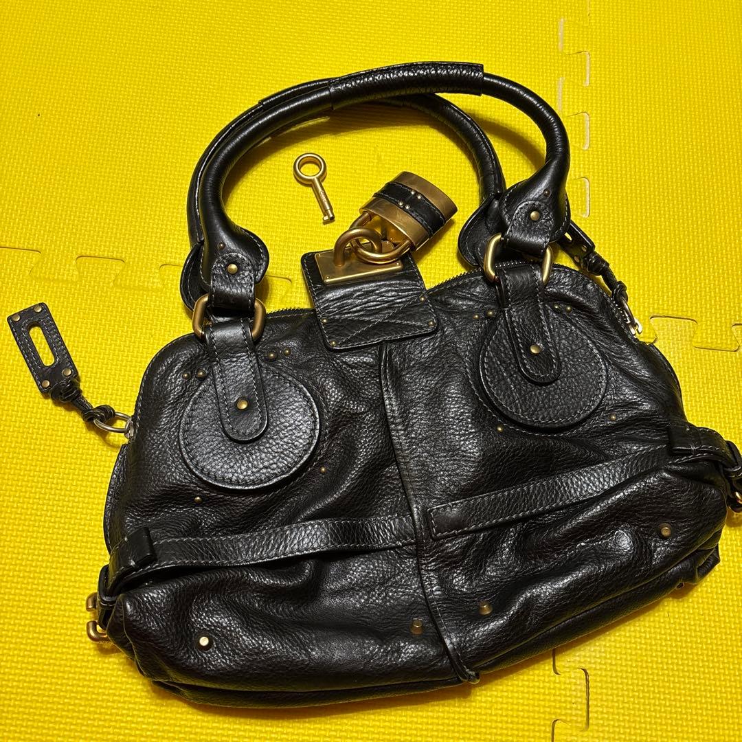 Chloe黒のレザーハンドバッグ 032-038