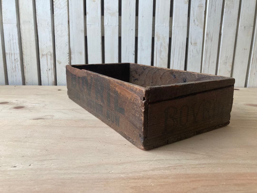 値下げBOVRIL ウッドボックス　ジャーボックス イギリス　アンティーク　木箱