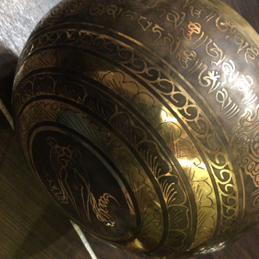 菩提樹　オールド シンギングボウル　チベット産 no6 アンティーク33.5cm