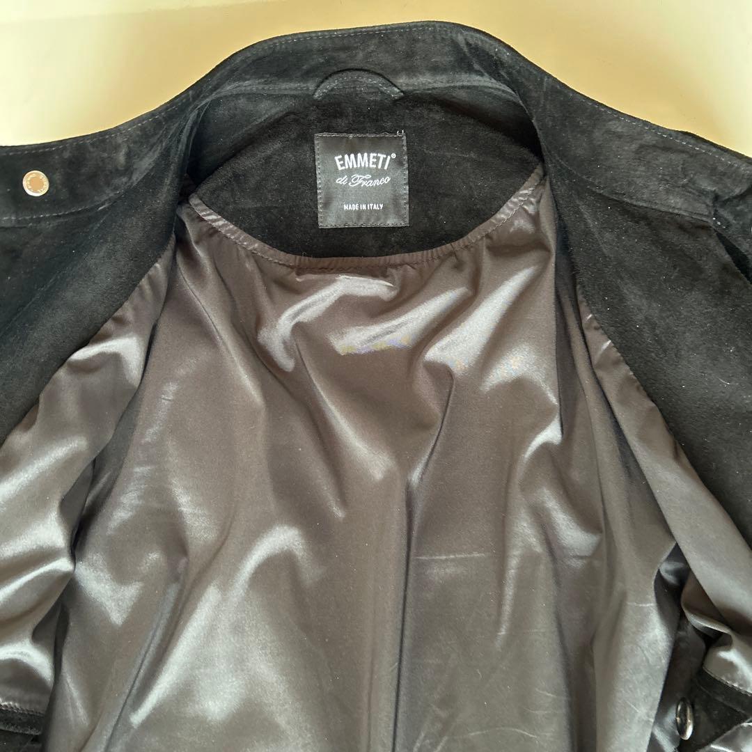 EMMETIブラックスエード シングルライダースジャケット