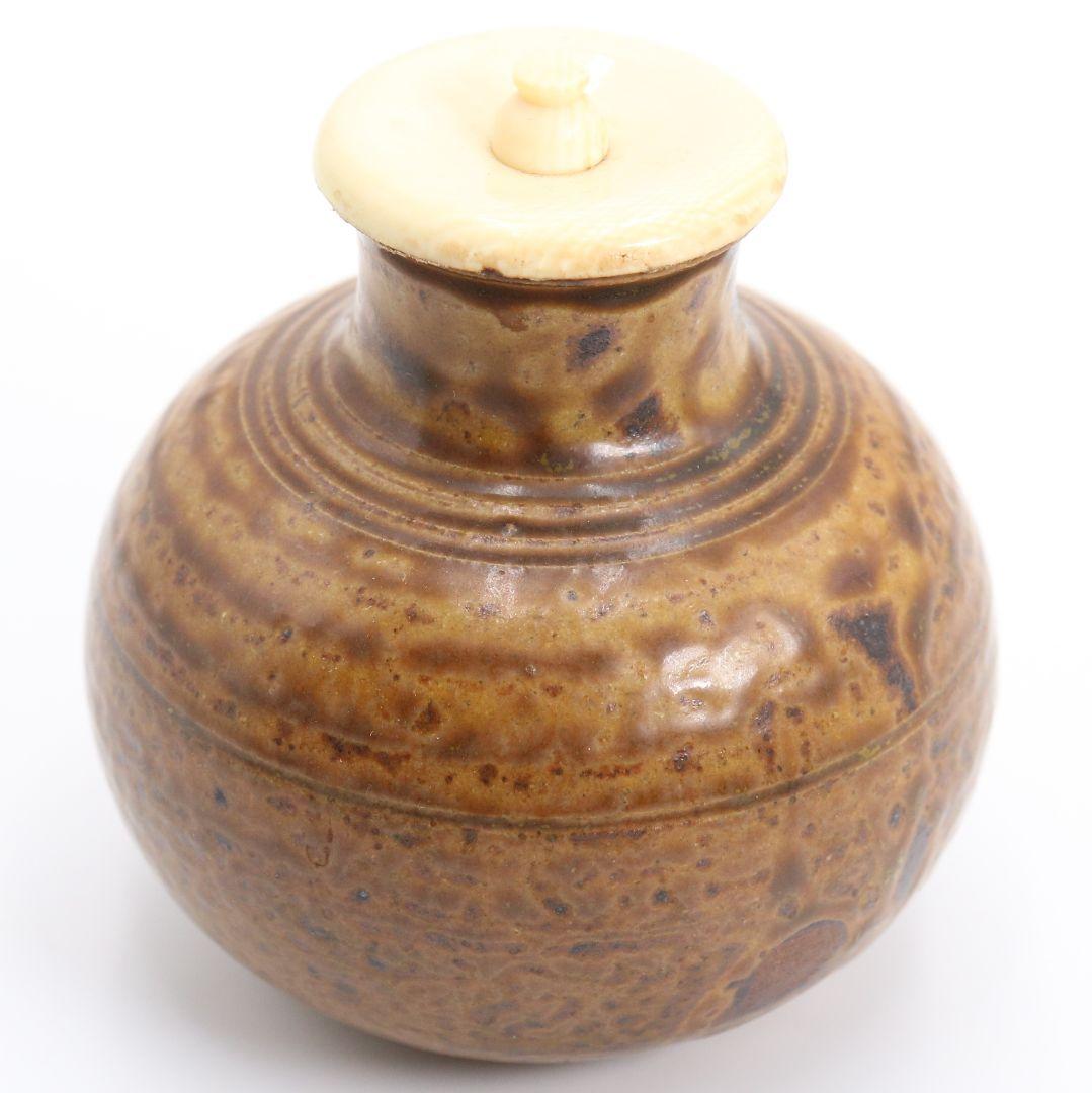 笹田仁史作 唐物大名物 利休丸壷写 茶入 藤種緞子仕覆付 茶道具　V905