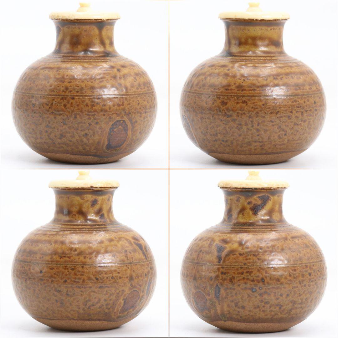 笹田仁史作 唐物大名物 利休丸壷写 茶入 藤種緞子仕覆付 茶道具　V905